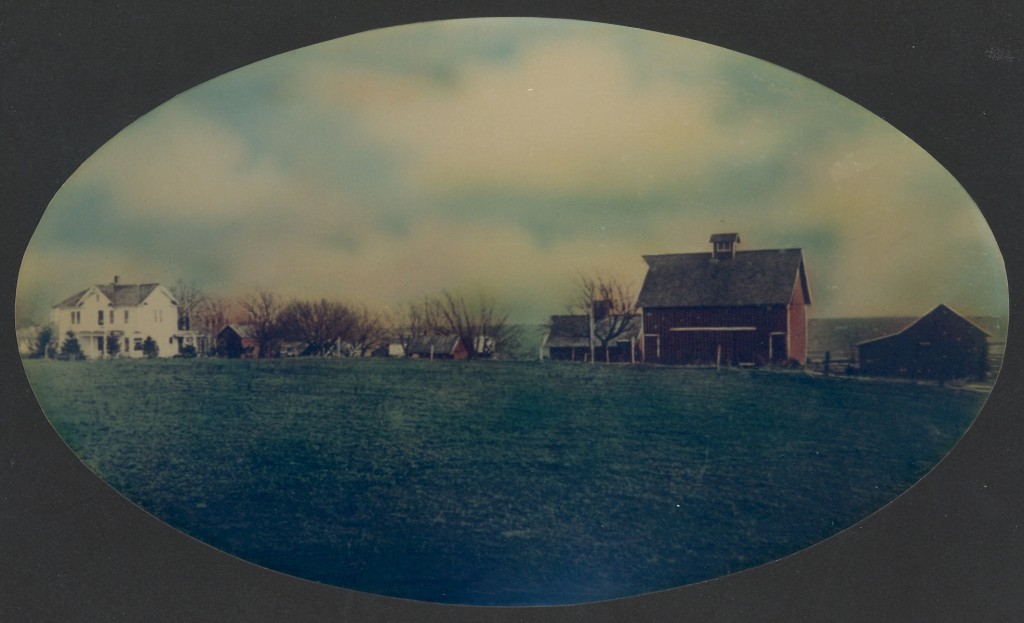 The "Homeplace" of george A. Roberts and Ella V. Daniel, Jasper County, Iowa. Image taken circa 1900 and hand colored.