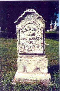 Headstone of Frederick P. Horn in Sandhil Cemetery, near Tipton, Cedar Co., Iowa, after being repaired.