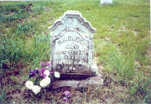 Headstone of Frederick P. Horn in Sandhill Cemetery, near Tipton, Cedar Co., Iowa, prior to restoration.