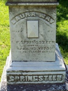 Laura May (Longfellow) Springsteen- Headstone. Crown Hill Cemetery, Indianapolis, Marion, Indiana. Posted with permission of photographer.
