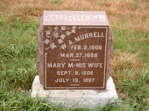 Headstone of Wiley Anderson Murrell and his wife Mary Magdalene Honce. Mound Prairie Cemetery, Jasper Co., Iowa