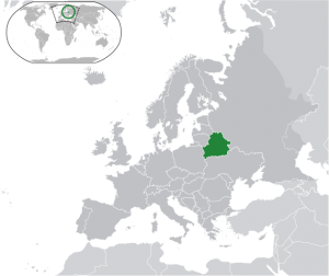 Map of Europe with Belarus in green. Wikimedia Commons.