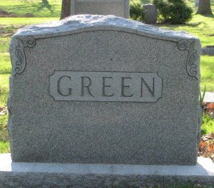 Family headstone of Abraham M. Green and Rose Brave Green. Mt. Olive Hebrew Cemetery, now United Hebrew Cemetery, University City, St. Louis, Missouri, USA. Image used with kind permission of FAG photographer.