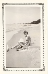 Catherine Alexander and Bobby Lee at the beach in Grand Haven, Michigan, August, 1935.