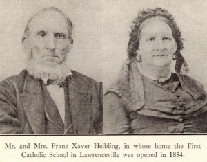 Franz Xavier Helbling and Maria Barbara (Helbling) Helbling, c1860s? Family portraits and reprinted in St. Augustine (Lawrenceville, PA) Diamond Jubilee pamphlet, page 40.