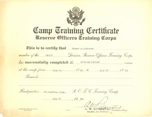 ROTC Camp Training Certificate- Edward A. McMurray, Sr.