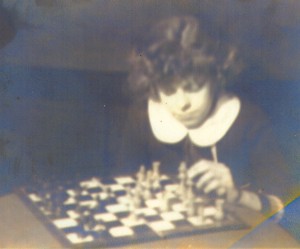 Mary T. Helbling playing chess as a child, c1930s.