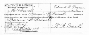 K. A. Burnell's affidavit as to the age of Edward B. Payne and Nannie M. Burnell.