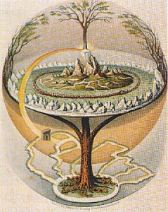 Yggdrasil, the World Ash in Norse mythology. From Northern Antiquities, an English translation of the Prose Edda from 1847. Painted by Oluf Olufsen Bagge
