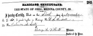 David S. Russell and Rebecca Ann Lutz Marriage Record
