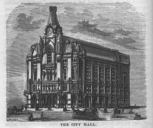 Old Columbus, Ohio, City Hall, built in 1872 and burned in 1921. Wikipedia Commons.