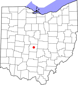 Map of Ohio counties and location of Columbus, Ohio. Wikimedia Commons.