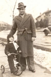 Lloyd Eugene "Gene" Lee with his son Robert "Bob" Lee, winter of 1936. Bobbie was four years old.
