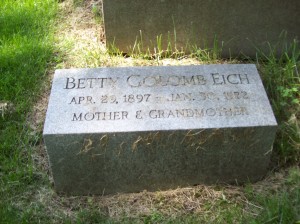 Betty (GOLOMB) EICH- Headstone, Bnai Israel Cemetery, Pittsburgh PA. With kind permission of FAG photographer.