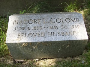 Isadore GOLOMB- Headstone, Bnai Israel Cemetery, Pittsburgh PA. With kind permission of FAG photographer.