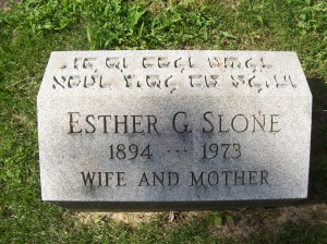 Esther G. (GOLOMB) SLONE- Headstone, Bnai Israel Cemetery, Pittsburgh PA. With kind permission of FAG photographer.