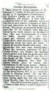 Springsteen-Coombs Wedding Announcement, after 22 Jul 1885; family newspaper clipping so source unknown.