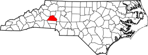 Map of North Carolina highlighting Catawba County. Wikimedia, public domain.
