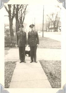Edward A. McMurray, Jr., in uniform with unknown friend. c1942 in Newton, Iowa.