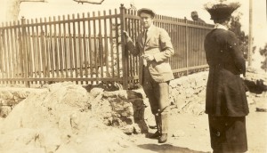 c1922. Probably Claude Aiken, at Buffalo Bill's Grave on Lookout Mountain in Colorado. From the Aiken family album.
