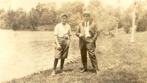Probably Lloyd Eugene Lee on the left and Claude Frank Aiken on the right, c1922-1924. Aiken family photo album.