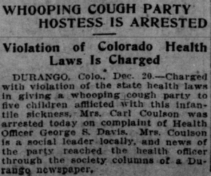Whooping Cough Party Hostess is Arrested. 21 Dec 1911, San Francisco Call.