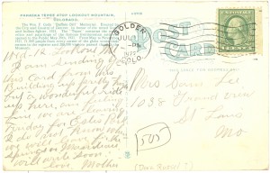 Reverse of Buffalo Bill Memorial Postcard, 1922