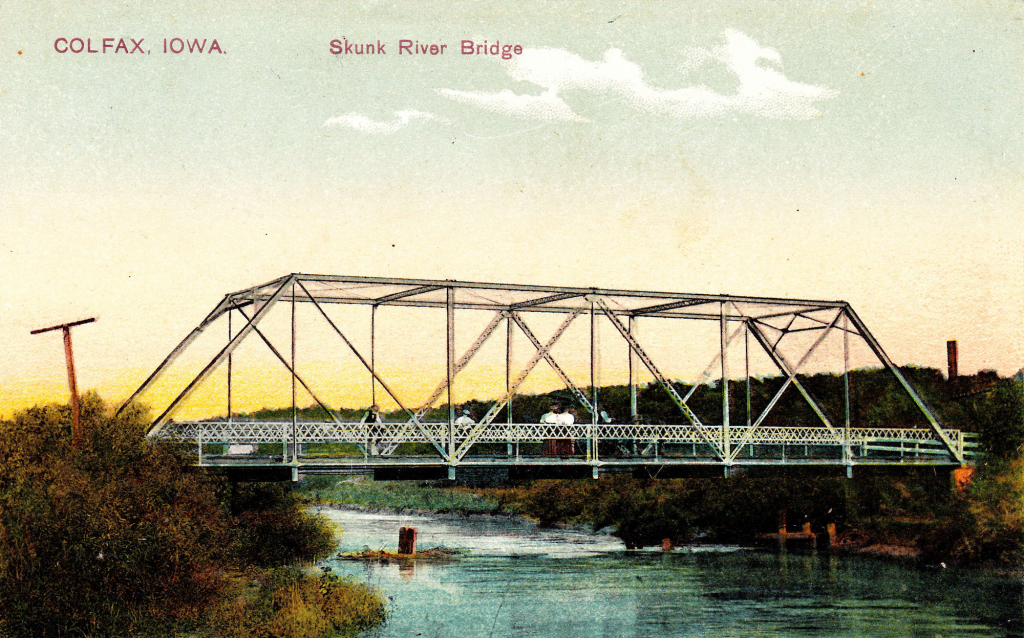 Skunk River Bridge near Colfax, Jasper County, Iowa. RPPC.