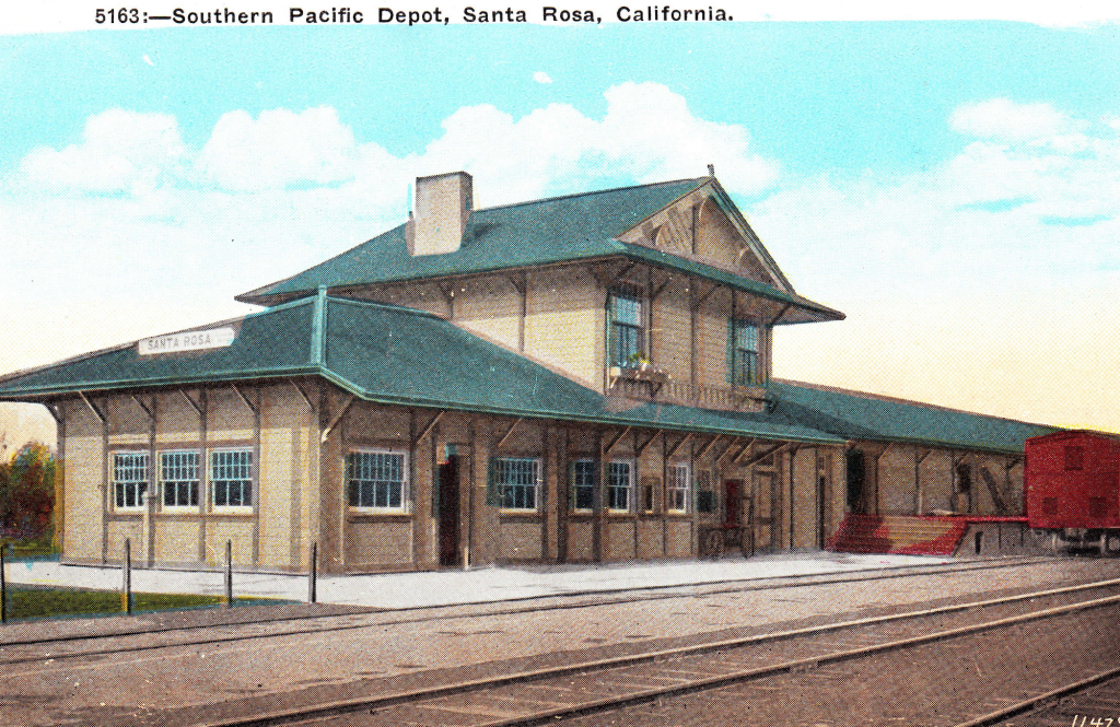 Southern Pacific Depot in Santa Rosa, California circa 1891? Pacific Novelty Company, San Francisco and Los Angeles.