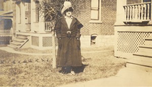April 1918, outside 1038 Grand View Place, St. Louis, Missouri. Possibly Dora Russell Aiken, who lived with her daughter's family.