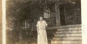 Dorothy (Aiken) Lee, probably in front of their home at 1038 Grand View Place, St. Louis, Missouri.