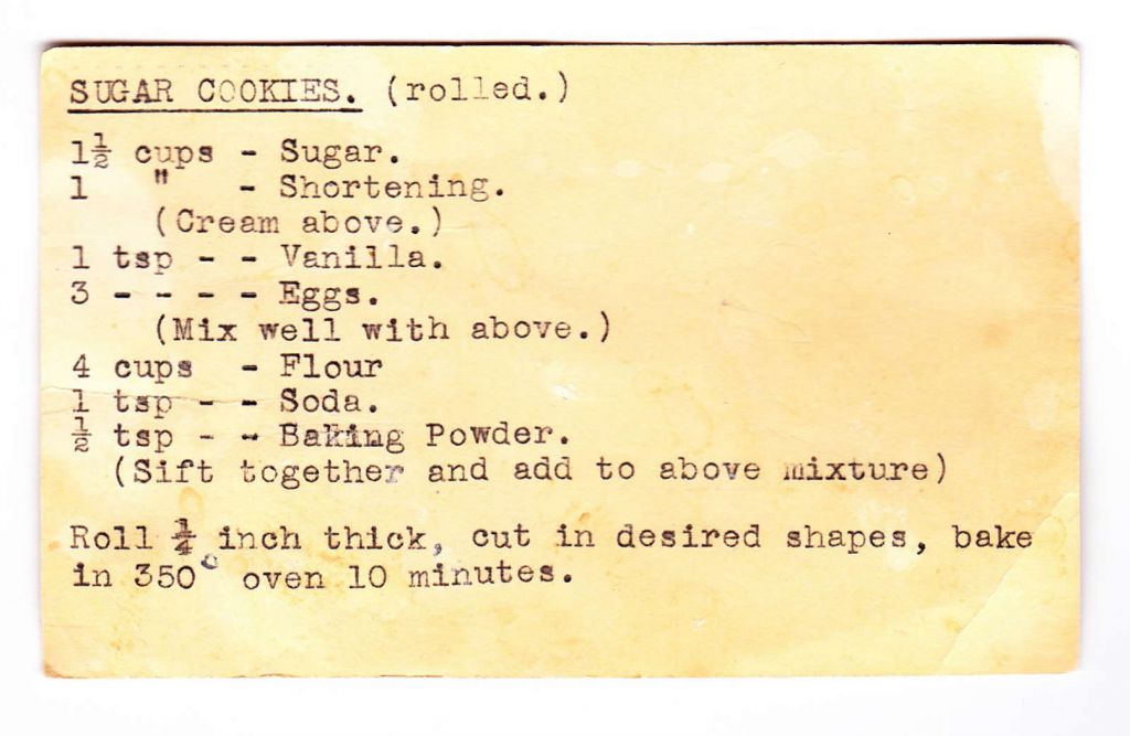 Sugar Cooky Recipe-Edith (Roberts) Luck