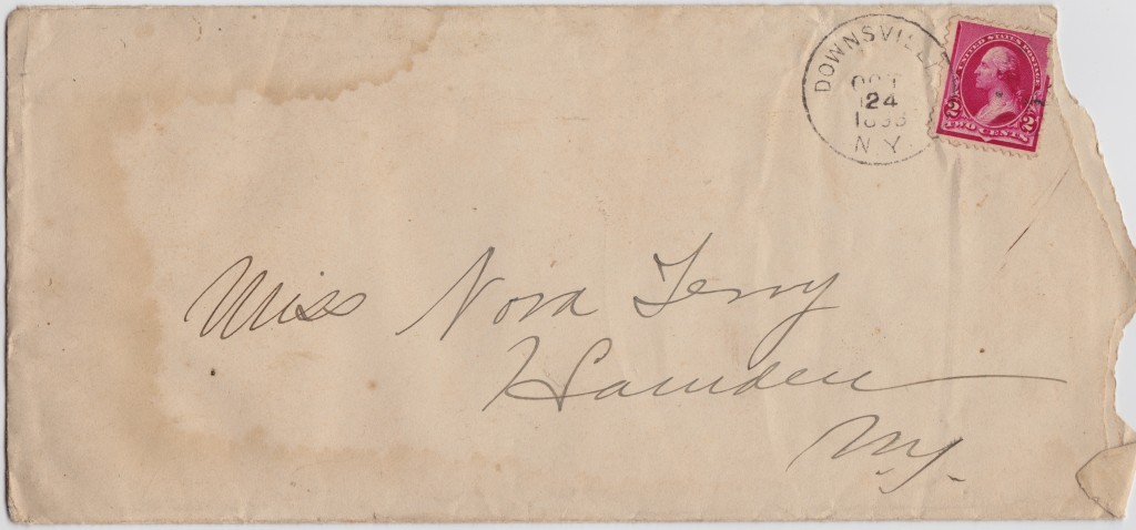 21 Oct 1893: Women Registered, Election Dist 1 Colchester NY letter; envelope- address