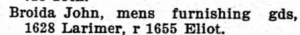 John Broida in 1901 Denver City Directory