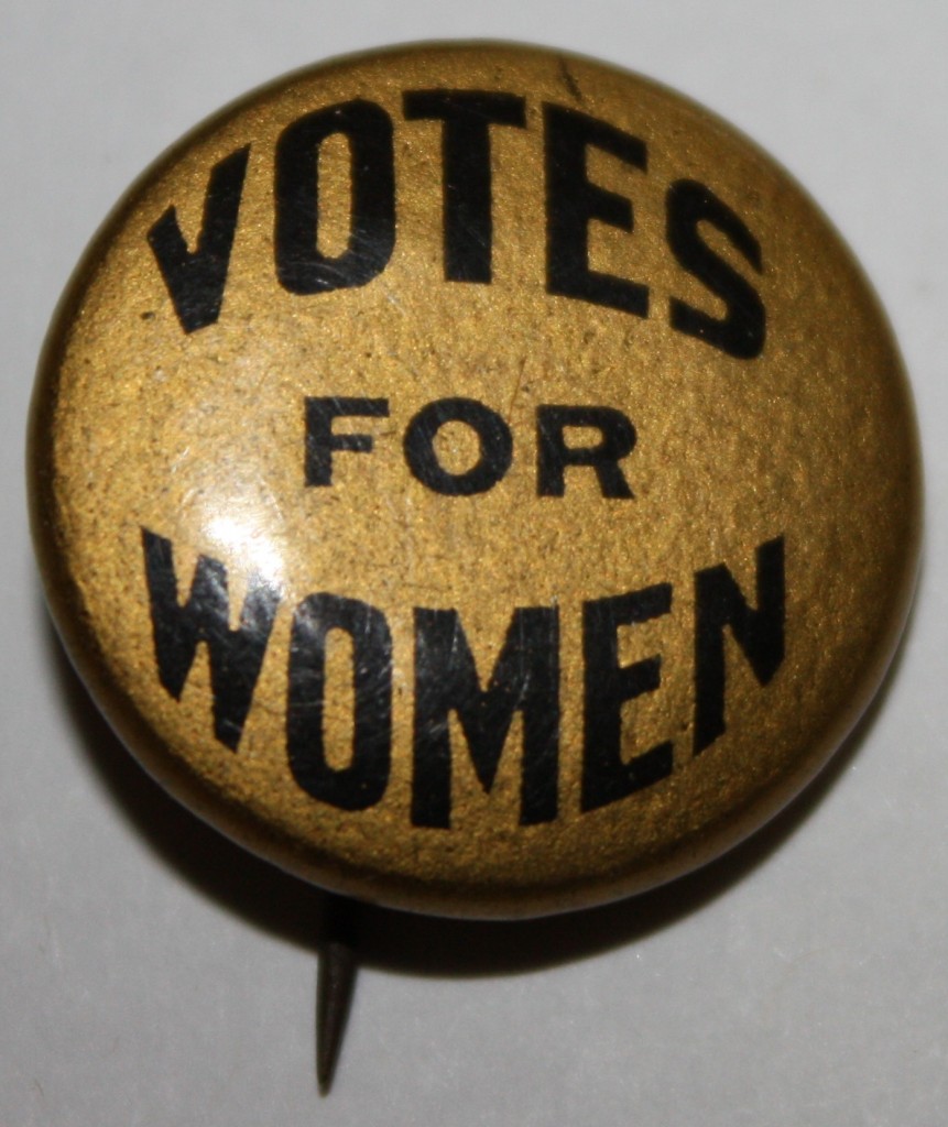 Votes for Women NAWSA Celluloid Pin, early 1900s. Bastian Bros. Co., Rochester, NY.