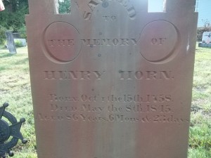 Henry Horn- Headstone- Detail, Horn Churchyard, Alum Bank, Bedford, PA. With thanks to Amanda Smith on Find A Grave, 8/22/2011.