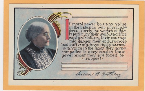 Women's Suffrage Postcard set, 1 of 3- Susan B. Anthony. Anna Howard Shaw and Frances Willard are the other two. Issued c1890-1910?