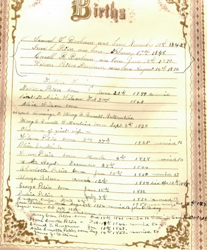 Beerbower-Peters Family Bible- Births.