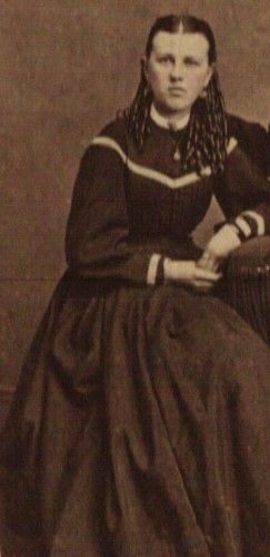 Mary "Emma" Beerbower, daughter of Eleazer John Beerbower and Matilda Louise McKelvey Beerbower, c late 1860s? Courtesy of Marion County [Ohio] Historical Society. (Click to enlarge.)