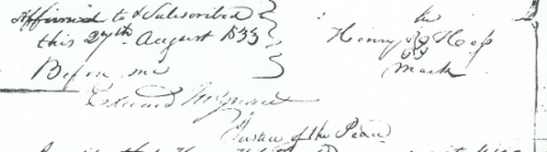 Henry Horn's Pension Application Affirmation and his mark.
