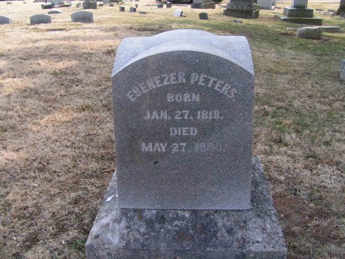 Headstone of Ebenezer Peters in Marion Cemetery, Marion, Marion Co., Ohio.