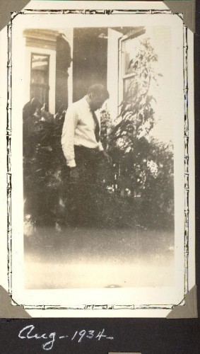 Gerard William Helbling in his garden, August 1934. Family photo album.