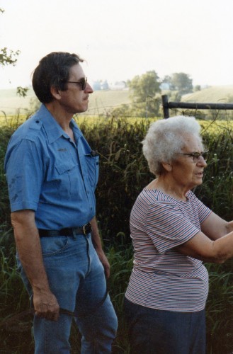 Edward A. McMurray and his mother, Edith Roberts Luck surveying their family farm, circa 1980.