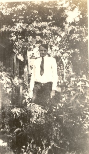 Gerard William "G.W." Helbling in his garden in St. Louis, Missouri. Date unknown, likely 1920s.
