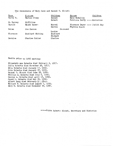 Roberts-Murrell Family History, 1946. Part 3 of 3.