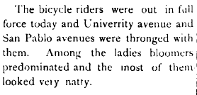 Bicycles & Bloomers, likely from the Berkeley Gazette, 1895.