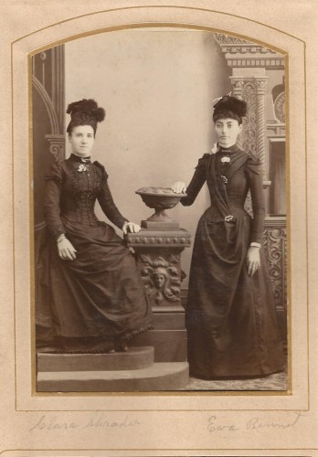 Clara Shrader and Eva Bennet, from the William Roberts Family Photo Album.