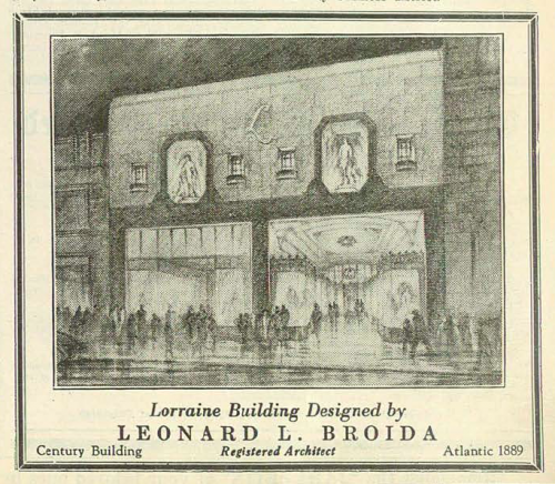 The Lorraine Shop, designed by Leonard L. Broida. Article in the 28 June 1929 Jewish Criterion, Vol. 74, No. 28, Page 35, courtesy of the Pittsburgh Jewish Newspaper Project.