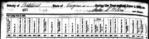 1850 Agriculture Schedule for Wiley A. Murrell, part 3. Ancestry.com