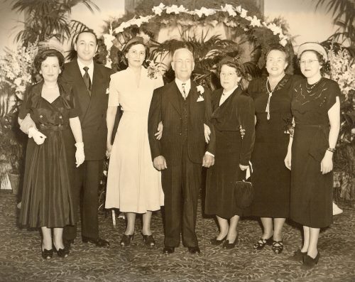 Wedding of Joseph Cooper to Bess __, sometime after December 1934. Family photo.